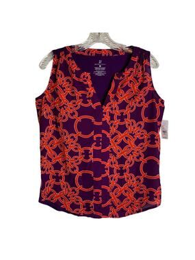 NY&C Womens XS Purple Orange Red Chain Patterned Sleeveless Lightweight Tank Top